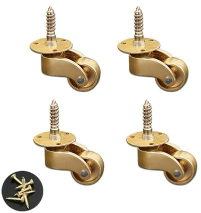 Rollen, Lenkrollen, schwerlastrollen, Set mit 4 Möbelrollen aus Metall, Rolle 22 mm, Universalrollen aus Messing, Tragfähigkeit 200 kg