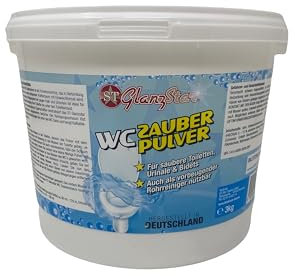 ST Glanzstar WC ZAUBERPULVER selbstaktivierender Reinigungsschaum für saubere Toiletten, Urinale und Bidets starker Kraftschaum mit Einweichformel, Kalk- und Urinsteinlöser, WC Reiniger XXL 3kg