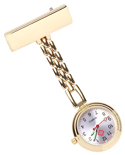 WRITWAA Fashionable Pocket Watch Mit Sicherheitsnadel Aus Zinklegierung Leuchtende Zeiger Langlebiges Material Praktische Anwendung Für Ärzte Und Gold-Design