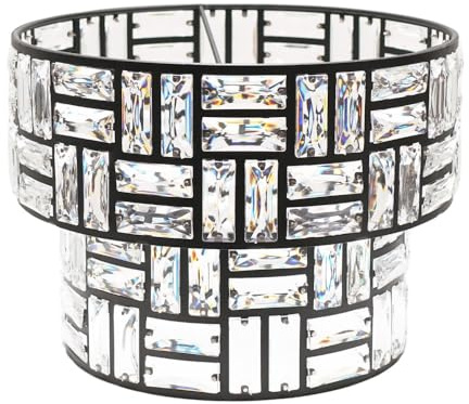 ValueLights | Easy Fit Black/Clear Acrylic Jewel Tiered Drum Lampshade for Living Room Bedroom Hallway | Shades & Home Improvements Essential | 27cm Shade Width