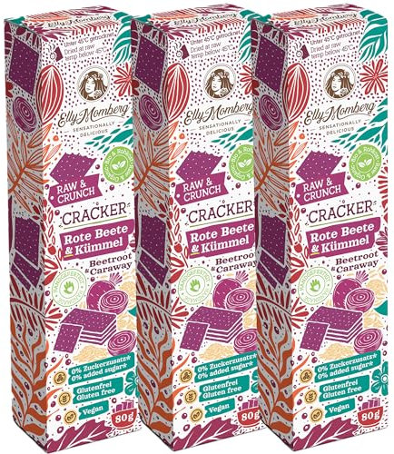 BIO Rohkost Cracker - Raw & Crunch 80 g - 3er Pack (3er Pack, Kümmel und Rote Beete)
