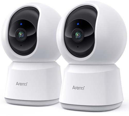 ARENTI 5G Security Indoor Pet Camera 2 Pack,5MP Dog Camera with App,Wifi CCTV Camera House Security for Baby Monitor,Real-time Alert 2-Way Audio Night Vision Pan/Tilt,Works with Alexa P2F