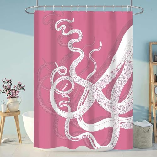 XHBYW 80-180 CM Largeur * 180/200 CM Jambes de Poulpe Goutte Rideaux de Douche en Polyester Rideau de Douche résistant à la Moisissure avec Crochets/Anneaux 200 CM Goutte
