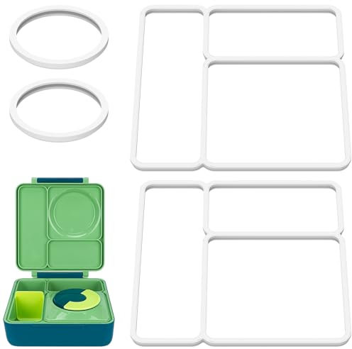 Linkidea 4 Pcs Silicone Seal Replacement, Exact Fit Lid Seal Gasket Compatible with OmieBox, Leakproof Food Safe Parts & Accessories for Bento Box (White)