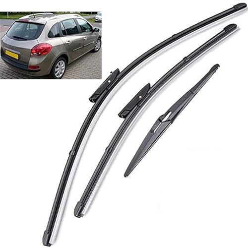 YPSBBHD Kompatibel mit Renault Clio 3 2008-2012, 3Pcs Scheibenwischerblatt ist Ganzjahres-Wischerblatt vorne und hinten