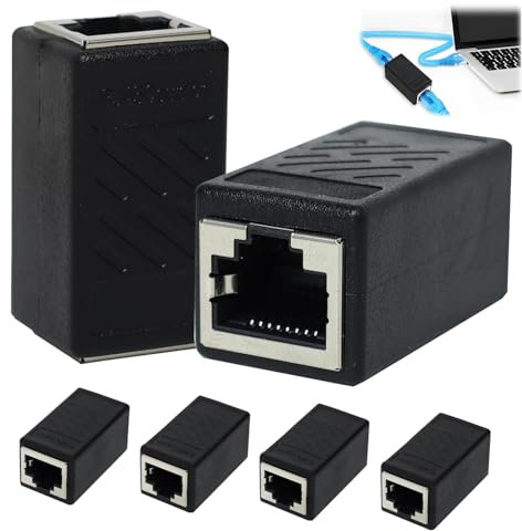 FunWorth 6 Piezas Acoplador RJ45 10 Gbps, Adaptador Ethernet RJ45 Hembra a Hembra,Cables Ethernet RJ45 para Blindado y de Alta Velocidad de Red Cat5, Cat5e, Cat6 y Cat7