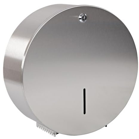 1 Stück Hygostar Toilettenpapierspender Jumbo | Edelstahl, grau, Ø: 30cm, H: 12cm, Toilettenpapierspender, Toilettenpapierhalter, Toilettenpapier, Spender für Toilettenpapier