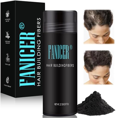 27.5g Fibres Capillaires,Poudre Cheveux Pour Cheveux Clairsemés,épaississement des cheveux,Fibres capillaires Cheveux Clairsemés Pour Femmes et Hommes,Cheveux sont plus épais,Moelleux (Noir)