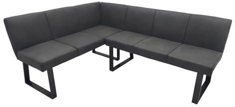 HTI living Eckbank 152 x 192 cm Vemal kurzer Schenkel Links Sitzbank Polsterbank Kunstlederbezug Metallgestell Schwarz