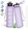 Gourde 1l, Gourde Sport pour Adulte, Gourde avec Paille Anti-Fuite, Gourde Motivation avec Slogan de Motivation, Gourdes de Camping et Randonnée, Facile à Nettoyer, pour Gym, Fitness, Cyclisme, Violet