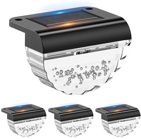 Auting Lampade solari per esterni, 4 luci solari per la decorazione del giardino, impermeabili, luce solare per recinzioni, scale, recinzioni, cortili, terrazze e sentieri
