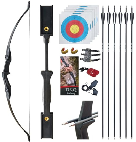 D&Q Ambidextrous Recurve Bow and Arrow 30 lb 40 lb Archery Set for Adult Junior Beginner Teenager Youth Outdoor Training Target Practice Takedown Bow Kit with Arrows Left Right Handed