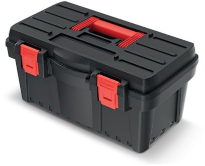 Kistenberg Caja de herramientas de mezcla de polímero duradero con mango ergonómico oscuro, negro y rojo, 50 cm, KDR5025N