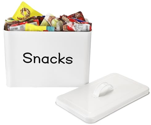 TOLIDA Snack Aufbewahrungsbox mit Deckel,Snackbehälter aus Metall,Große Nascherei‌box mit Griff,Tragbare Nascherei‌-Vorratsdose,Lebensmittel Organizer für SüßIgkeiten Keks Chips Nüsse Müsli Schokolade