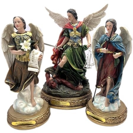 Moviebros Religiöses Erzengel-Statuen-Set, Michael, Gabriel, Raphael, 30,5 cm hoch, handbemalte Figuren, 3-teilige Kollektion