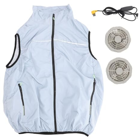 lvifloae Air Conditioned Work Clothes Vest with Fan USB Power Summer Cooling Labor Protection 3 Levels Adjustable Unisex for Hot Weather Outside Workers M