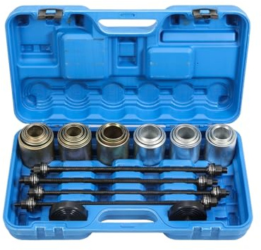ISINEVER 26tlg. Radlager Gummibuchsen Abzieher Set, Silentlager Demontage Ausdrücker Werkzeug mit Druckhülsen 34–82 mm, Universal für PKW/SUV – für Ausbau/Wechsel von Radlagern & Fahrwerksbuchsen
