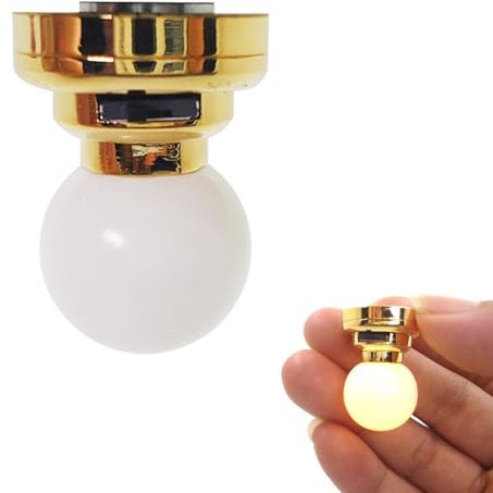 Pesoncarl Dollhouse Lights Battery Operated, 1:12 Scale Round Dollhouse Lighting, LED Doll House Lights with Switch Metal Base, Miniature for