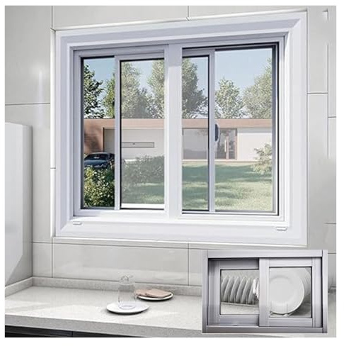 WIGING Horizontal-Vertikal-Schiebefenster Aluminiumrahmen Schuppenfenster/Häuser Ersatzfenster Mit Transparentem Glas Und Schloss(Silver)