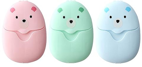 Vynetra 150 Stück tragbare Einwegartikel Reinigungsseifenpapier Cartoon Reise Papier Seifen Tabletten für Outdoor Reise Seifenblätter