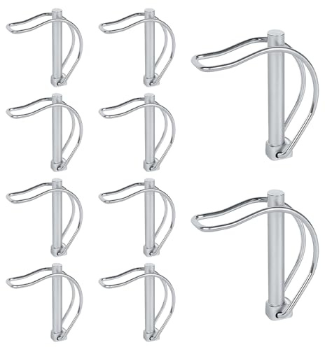 10 Pièces Goupille de Verrouillage Forme D, Goupilles Pliante Forme D | 8 mm x 50 mm Goupille Securite en Acier au Carbone Galvanisé, pour Jardin, Entretien de Pelouse, Remorques et Machines