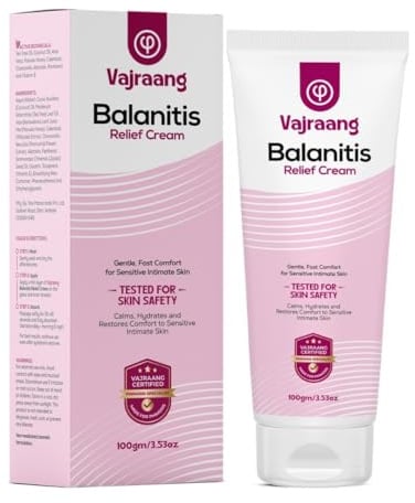 Vajraang Balanitis-Linderungscreme für Männer – Linderung von Vorhautjuckreiz, Rötung & Eichelreizung – Mit Teebaumöl, Manuka-Honig & Ringelblume – Für Unbeschnittene (100g)
