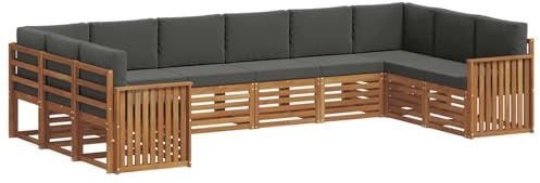 vidaXL Sofagarnituren 10 pcs Natur und Anthrazit Massivholz Akazie, Moderner Garten-Sofa-Sectional, Robustes Lounge-Set, perfekte Möbel für Deine Terrassen-Entspannung