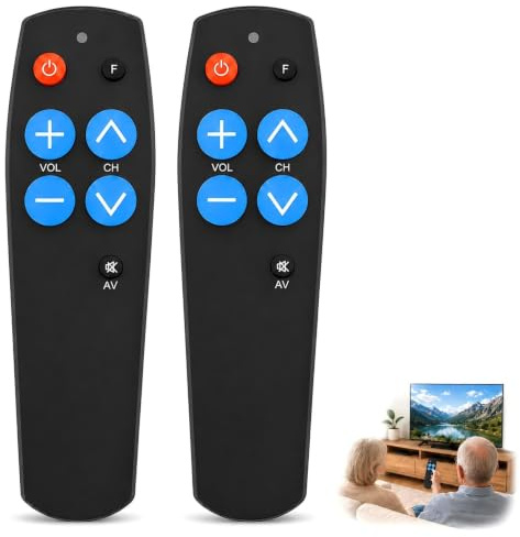 Telecomando Universale TV con 7 Tasti Grandi Facile e Semplice per Anziani Telecomando TV Universale ad Apprendimento Infrarossi per Televisione Decoder DVD 2 Pezzi