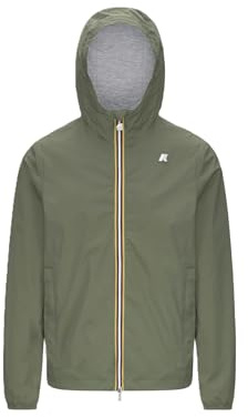 K-Way Veste courte pour homme, vert lichen, nylon stretch imperméable, capuche fixe, coupe ajustée, taille XXL