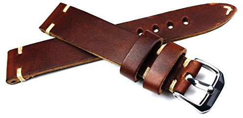 RIOS 1931 Herren Leder Uhrenarmband Vintage 18mm Braun