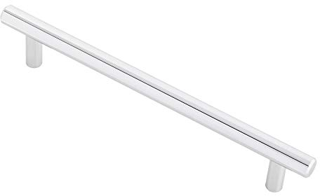GedoTec Möbelgriff Chrom Küchen-Griff für Schubladen - LINEA | Schrankgriff mit Bohrabstand 128 mm | Relinggriff Ø 12 mm | Stangengriffe verchromt poliert | 1 Stück - Türgriff Vollmaterial massiv
