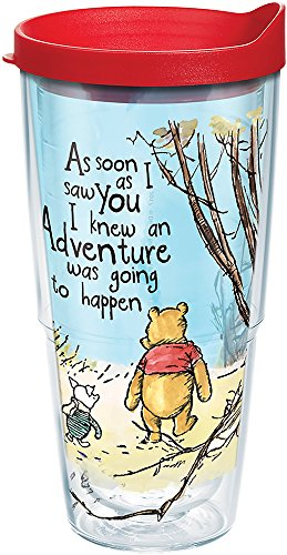 Tervis 1269237 Disney - Winnie the Pooh Adventure Insulated Tumbler with Wrap and Red with Gray Lid, 24 oz Water Bottle