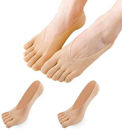 MOAMUN 10/5/2 Paires de Chaussettes 5 Doigts, Chaussette Doigt De Pied Femme Respirantes et Antidérapantes avec Bande De Silicone (FR/ES, Numérique, 34, 40, Taille normale, Taille normale, 2, Peau)