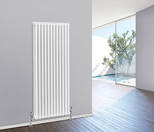 NRG 1500 x 560 mm Gloss White Vertical Cast Iron Radiator Double Panel