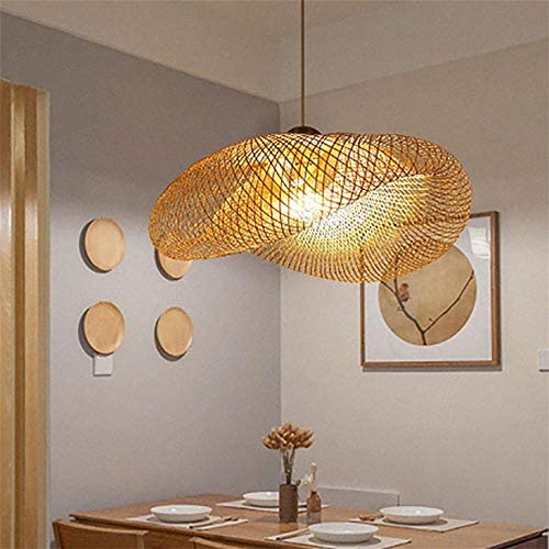 Vintage Pendelleuchte E27 Kronleuchter Retro Industrial Pendellampe Natürlichen Bambus Rattan Gewebt Hängeleuchten Höhenverstellbar Hängelampe Esszimmer Studie Wohnzimmer Cafe Wohnzimmer Lampe,100cm