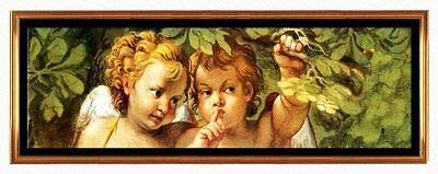 Kunstdruck Angeli Engel A. Carracci Sonderformat LW A2 03 Goldrahmen