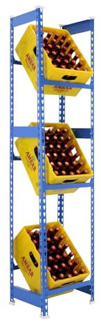 Simon Rack Getränkekistenregal für 3 Kisten, 1800x400x300 mm, Blau, Freistehendes Metallregal für Wasserkisten, Bierkisten oder Getränkekisten, Für Küche, Garage oder Keller