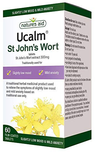 Ucalm St Johns Wort, Relieve The Symptoms of Slightly Low Mood and mild Anxiety, 60 Vegan Tablets