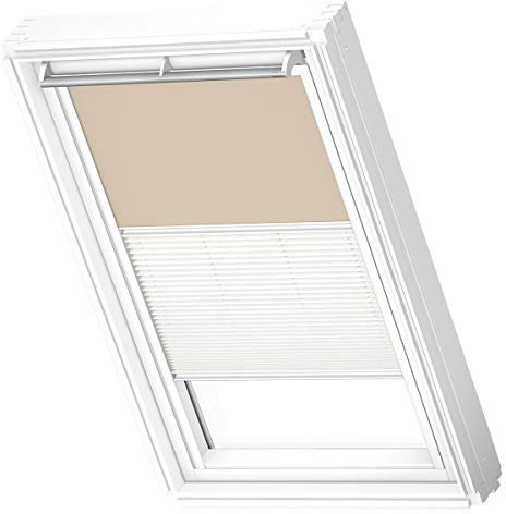 VELUX Original Dachfenster Duo Verdunkelungsrollo für SK08, Sandbeige, mit weißer Führungsschiene