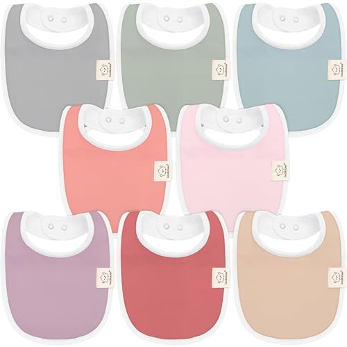 KeaBabies Baby Lätzchen für Jungen & Mädchen - 8er-Pack Bio Baumwolle Lätzchen zum Zahnen - Lätzchen Baby Mädchen & Junge - Lätzchen groß für Säugling, Kleinkind (Muted Pastel)