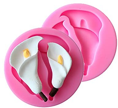 Cestony Calla-Lilien-Blumen-Silikonformen für selbstgemachte Kuchen, Fondant, Kekse, Seife, Zucker, Pudding, Schokolade, harte Süßigkeiten, Dessert, Kerzen, Dekoration, 2 Stück