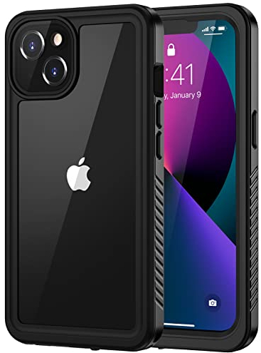 Lanhiem für iPhone 13 Mini Hülle (5.4), iPhone 13 Mini Case IP68 Wasserdicht Handy Hülle 360 Grad Schutzhülle, Stoßfest Staubdicht Outdoor Panzerhülle mit Eingebautem Displayschutz, Schwarz