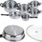 Retoo Topfset 12-teilig Kochtopf Set mit Glasdeckel Edelstahl Bratpfanne Kühlbleibender Griff Spülmaschinengeeignet Durchmesser 16/18/20/21.8/24/24 cm Silber