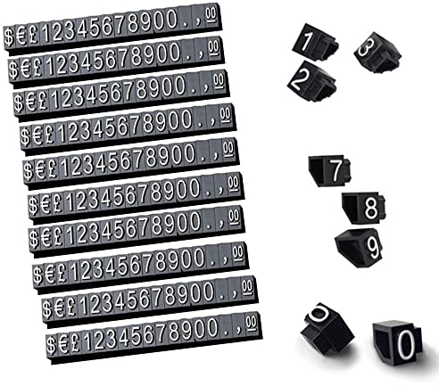 10 Stück Preisschilder, Ziffern Kombinierte Preisschild,Arabische Ziffern zusammen Preisschilder,Verstellbar Zahlenzähler Etikett Verkaufspreisblöcke für Ladentheke (Schwarz)