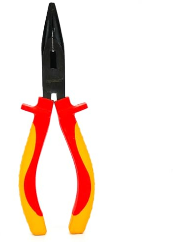 Pince à bec long, courbée, 6 INGDAUM®, isolée contre 1000 V pour les électriciens professionnels, les frigoristes et les mécantroniciens (Pince à bec long, courbée, 6)