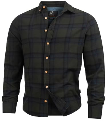 Indicode Herren Riverside Hemd lockeres Langarmhemd mit Button-Down-Kragen | Kariertes Herrenhemd für Business und Alltag, Freizeithemd, Langarmhemd, Alltagshemd, Baumwollhemd, Casualhemd für Männer