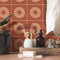 Alwayspon Piastrelle adesive impermeabili in vinile, autoadesive, per cucina, bagno, soggiorno, stile boho, 15 x 15 cm, 25 pezzi, motivo floreale rosso bohémien