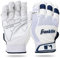 Franklin Sports MLB Baseball-Battungshandschuhe – Shok-Sorb X Batting-Handschuhe für Baseball + Softball – Paar gepolsterte Batting-Handschuhe für Erwachsene + jugendliche Jugend – Weiß + Marine Chrom