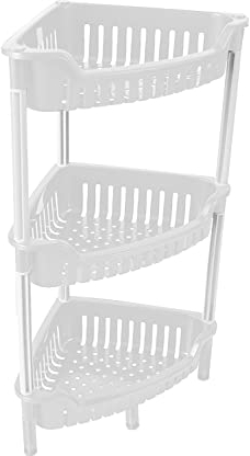 Strong Plastic Shower Caddy 3 Tier Corner Shelf Bathroom Rack Kitchen Storage Unit Storage Rack Standing Unit For Shampoo Shower Gel Books Shelf Home Interior Decor Bedroom Living Room (White)