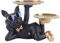 NUACOS FranzöSische Bulldogge Figur Coole Bulldog Skulptur Mit 2 Tablett Edelstahl,SchlüSsel Snack Halter,Home Desktop Ornament, Geschenkgeschenk FüR Hundeliebhaber (Schwarz)